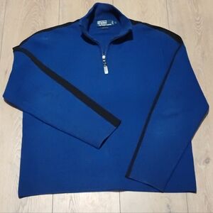 Polo Ralph Lauren | Blue & Black Stripe Quarter-Zip Cotton Sweater